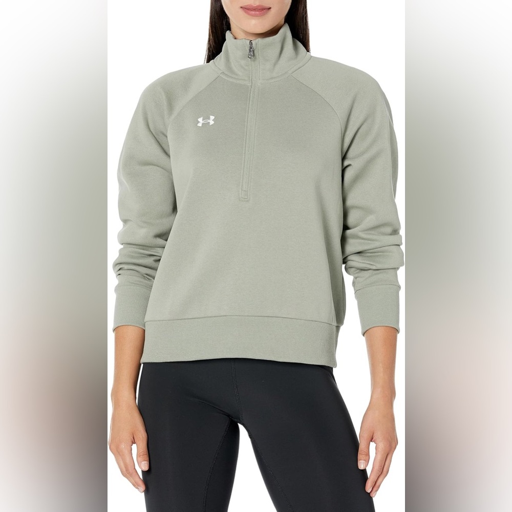 Under Armour Rival Fleece Half-Zip Long-Sleeve Pullover in Grove Green